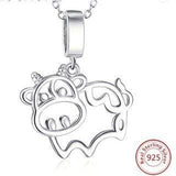 Silver Cow Necklace, Bovine Love at First Sight! 925 Sterling Silver