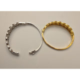 SJ Fashion Bracelets Natural Diamond Basket Weave Gold Plated Bangle Bracelet with REAL Diamonds!  Very Affordable!