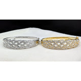 SJ Fashion Bracelets PAIR, choose colors Natural Diamond Basket Weave Gold Plated Bangle Bracelet with REAL Diamonds!  Very Affordable!