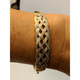 SJ Fashion Bracelets Yellow Gold Plated Natural Diamond Basket Weave Gold Plated Bangle Bracelet with REAL Diamonds!  Very Affordable!