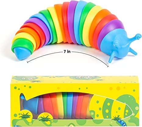 Fidget Slug, Articulated Caterpillar Fidget Toy Makes Relaxing Sound, Relastic Worm Snail Toy, Sensory Finger Slug, Stress Relieved Fidget Gifts Autism ADHD Toys for Kids Adults