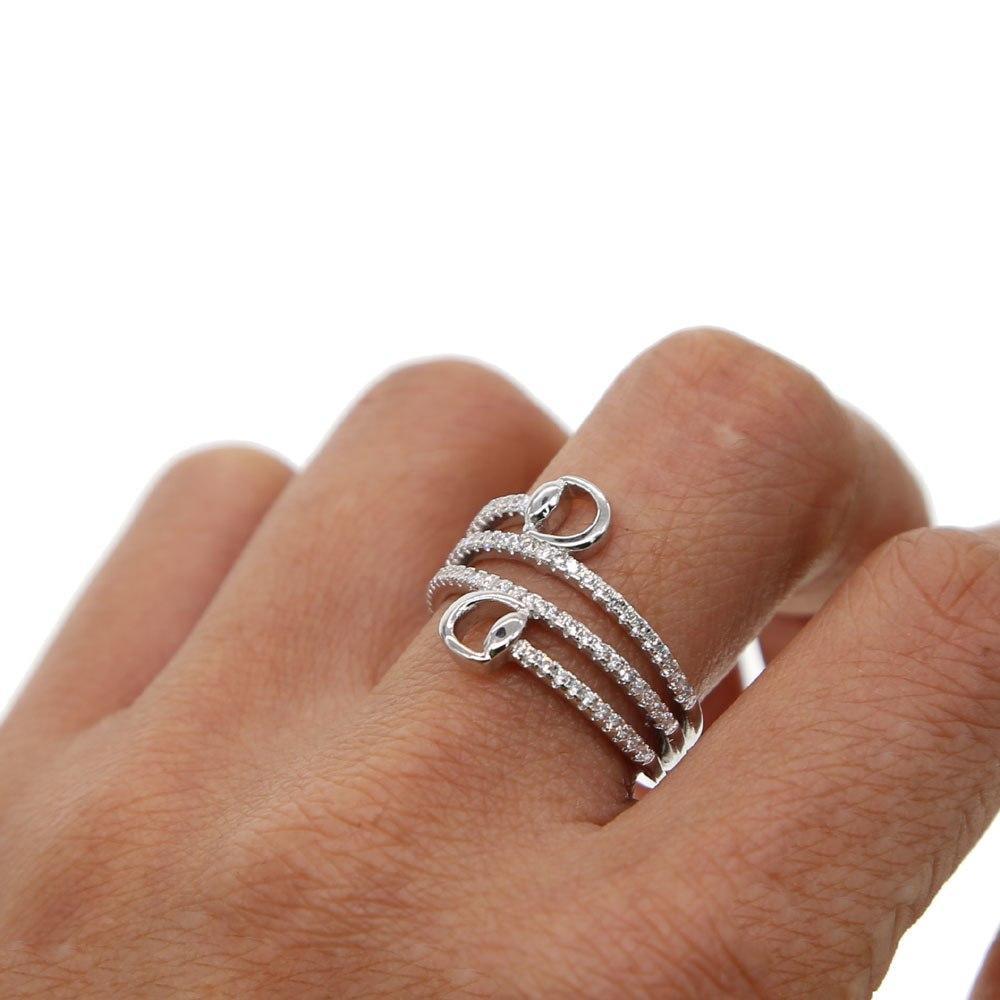 Snaffle Bit Ring Platinum Plated Micro Pave CZ for the Horse Lovers! Gorgeous! Sparkly! - The Pink Pigs, Animal Lover's Boutique