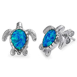 Sonara Earrings Blue Opal Larimar or Created Opal Sea Turtle Post or Hook Earrings 925 Sterling Silver