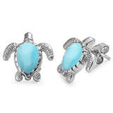 Sonara Earrings Larimar Larimar or Created Opal Sea Turtle Post or Hook Earrings 925 Sterling Silver