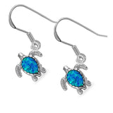 Sonara Earrings Opal Hook Larimar or Created Opal Sea Turtle Post or Hook Earrings 925 Sterling Silver