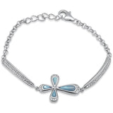 Sonara Fine Fashion bracelet Larimar Sterling Silver Cross Bracelet 6"-8"