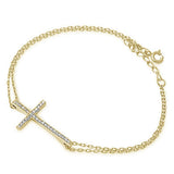 Sonara Fine Fashion Jewelry Bracelet Yellow Sterling Silver Cross Bracelets with CZ, Rhodium, Rose or Yellow Gold Plated One or Two Strands 7"