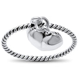 Sonara Fine Fashion Jewelry Ring 5 Captured Heart Dangling from a Sterling Silver Rope Band, Simple and so CUTE!