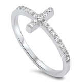 Sonara Fine Fashion Jewelry Ring 6 Cross Ring Sterling Silver with Cubic Zirconia Christian Ring