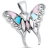 Sonara Fine Fashion Jewelry SET Multi-Color-CZ Butterfly Onyx or Abalone Jewelry-Ring, Pendant, Earrings Sterling Silver, Beautiful!