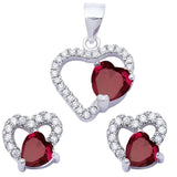 Sonara Fine Fashion Jewelry SET Ruby CZ/CZ Special Buy!  Sterling Silver Double Heart Sets Cubic Zirconia and Simulated Gemstones