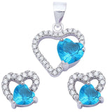 Sonara Fine Fashion Jewelry SET Topaz/CZ Special Buy!  Sterling Silver Double Heart Sets Cubic Zirconia and Simulated Gemstones