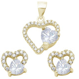 Sonara Fine Fashion Jewelry SET Yellow/CZ Special Buy!  Sterling Silver Double Heart Sets Cubic Zirconia and Simulated Gemstones