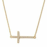 Sonara Fine Jewelry Bracelets Necklace Gold 14K and Diamond Sideways Cross Jewelry, Bracelet Double Strand 14K Yellow Gold