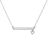 Sonara Fine Jewelry Necklaces Genuine Diamond and 14K White Gold Bar Pendant with Dangling Heart