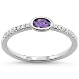 Sonara Fine Jewelry Rings Amethyst Amethyst, Aquamarine, Pink Tourmaline or Topaz and Diamond 14K White Gold Ring, Chic, Modern, Minimalist