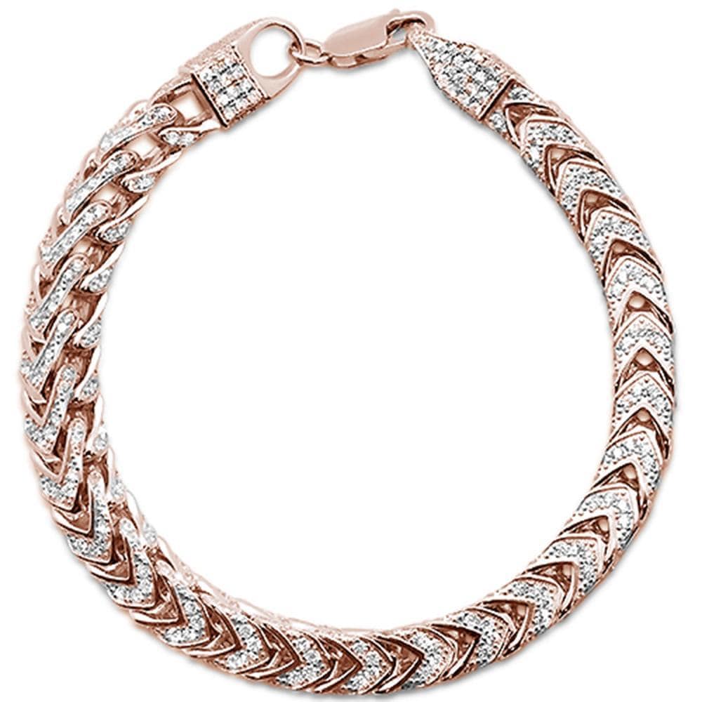 Sonara Mens Jewelry and Watches Rose Men's Franco Cubic Zirconia Sterling Silver Bracelet 8.5" 3 Colors Available!