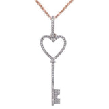 Sonara Necklaces 14K Rose Gold Key to My Heart Diamond Pendant 14K White, Yellow or Rose Gold