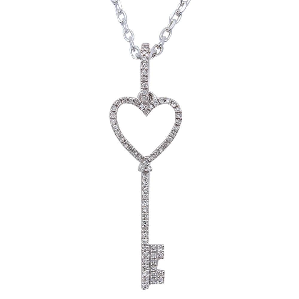 Sonara Necklaces 14K White Gold Key to My Heart Diamond Pendant 14K White, Yellow or Rose Gold