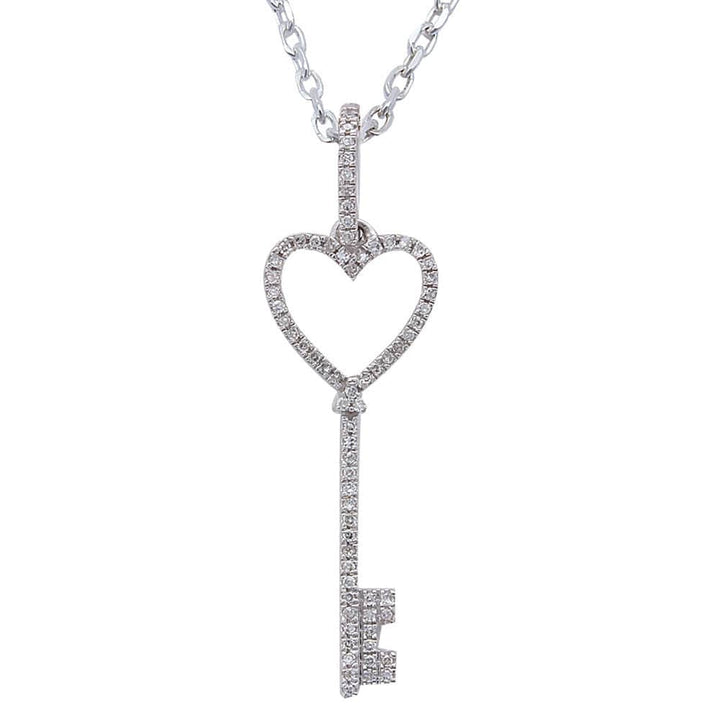 Sonara Necklaces 14K White Gold Key to My Heart Diamond Pendant 14K White, Yellow or Rose Gold