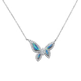 Sonara Necklaces Blue Opal Butterfly Necklace Sterling Silver Different Stone Options