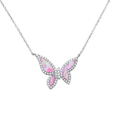 Sonara Necklaces Pink Opal Butterfly Necklace Sterling Silver Different Stone Options