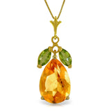 Sparkling 6.5ctw Citrine and Peridot Necklace in 14K Gold