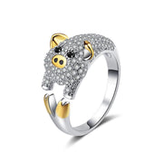 Fine Sterling Silver & Sparkling CZ Animal Rings:  Pig, Hen, Rabbit, Mouse, Tiger, Monkey, Cow & MORE!