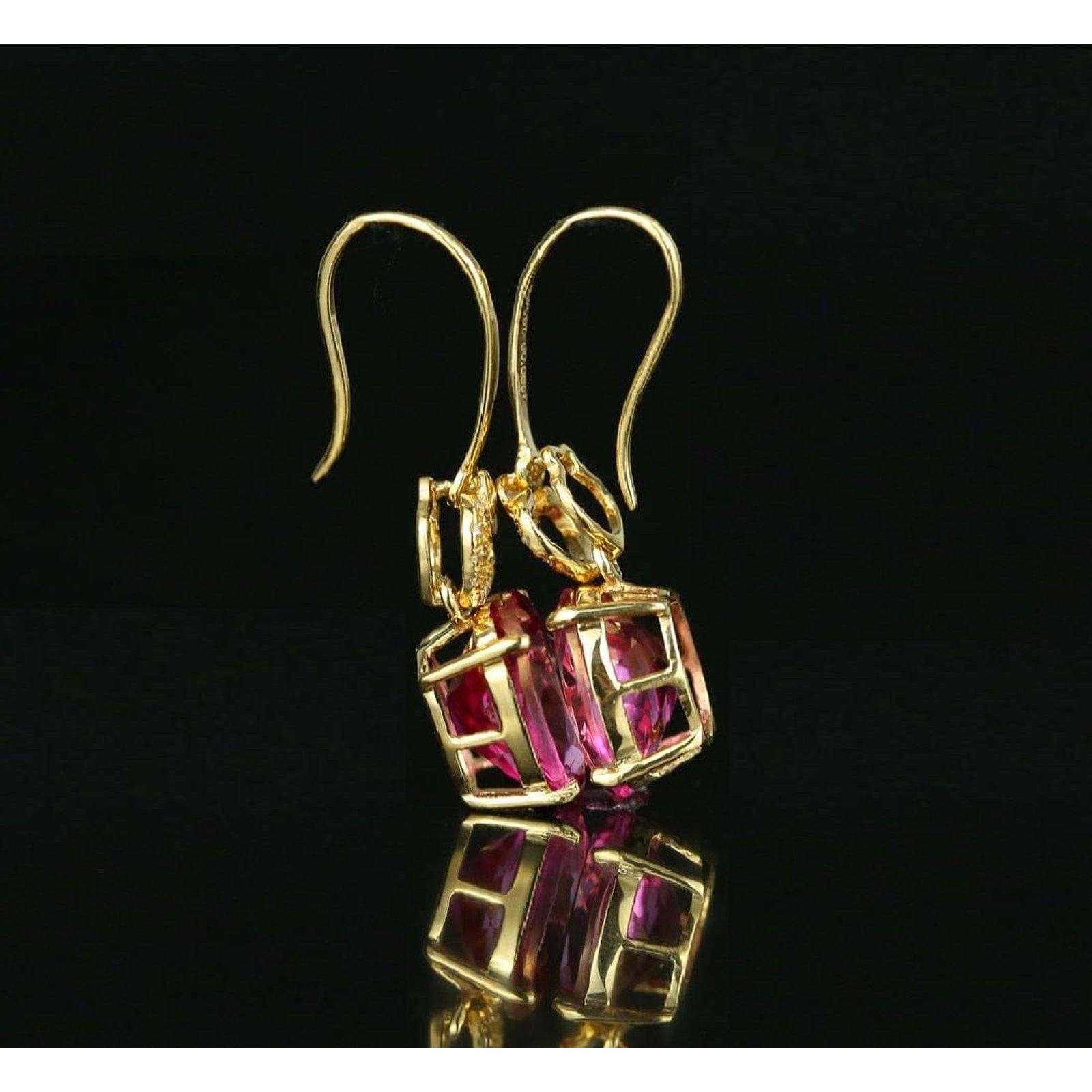 Spectacular 18K Gold Pink Tourmaline and Diamond Earrings, 5.36 ctw - The Pink Pigs, A Compassionate Boutique
