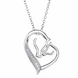 Mare & Foal Horse Head Heart Pendant Sterling Silver, Beautiful Gift for Horse Lovers! - The Pink Pigs, A Compassionate Boutique