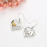 Sterling Silver Bees in Honey Comb Heart Earrings - The Pink Pigs, A Compassionate Boutique