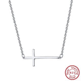 Sterling Silver Cross Necklace-Elegant Sideways Cross - The Pink Pigs, A Compassionate Boutique