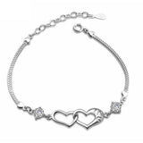 Sterling Silver Heart Bracelets in Clear or Purple CZ, Beautiful Gift!