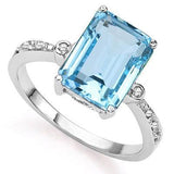 Stunning 3.8ctw Swiss Baby Blue Topaz & REAL Diamond Ring in 925 Silver - The Pink Pigs, A Compassionate Boutique