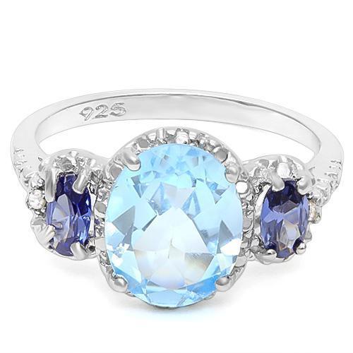 Stunning Swiss Blue Topaz, Lab Created Tanzanite and REAL Diamond Ring - The Pink Pigs, A Compassionate Boutique