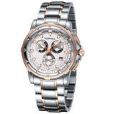 Super Time Fine Jewelry-Watches White Face Luxury Men's Chronograph Watch-Stainless Steel, 10ATM Waterproof