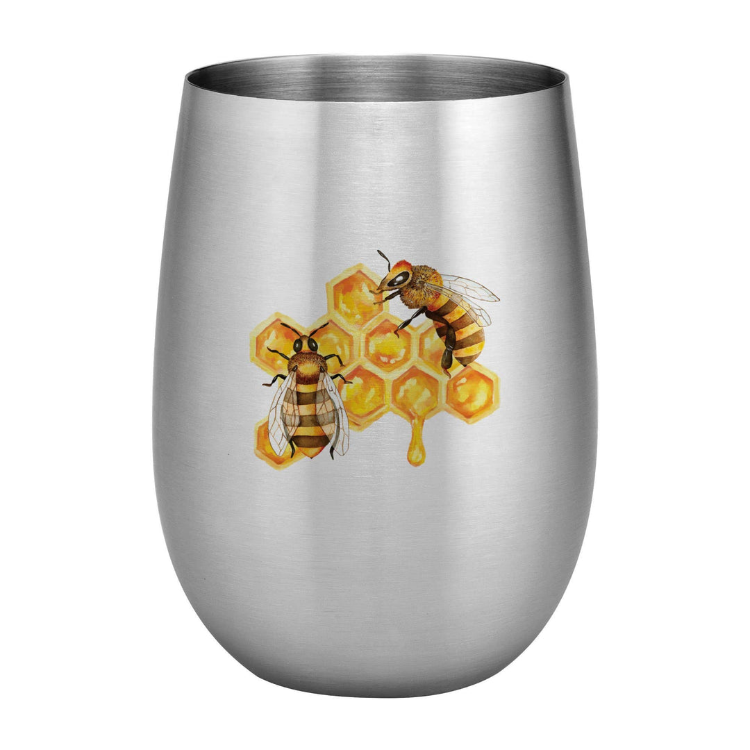 Supreme Housewares Wine Honey Bees 20 oz. Full Color Printed Stainless Steel Wine Glass