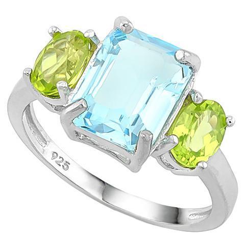 Swiss Baby Blue Topaz & 2ct Peridot Sterling Silver Ring - The Pink Pigs, A Compassionate Boutique