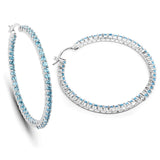 Gemstone Hoop Earrings: Peridot,Amethyst or Blue Topaz in 925 Sterling Silver