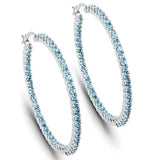 Gemstone Hoop Earrings: Peridot,Amethyst or Blue Topaz in 925 Sterling Silver