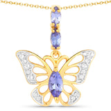Tanzanite Butterfly Necklace .74ct in Gold Plated Sterling Silver