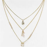 'Christie' Gold-Tone Triple Layer Pendant Necklace By Aqua