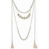 Gold-Tone Flower, Bead & Tassel Multi-Layer Necklace By INC