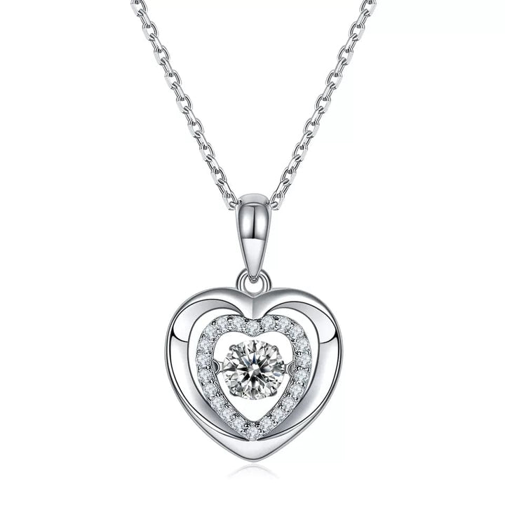 The Pink Pigs, Animal Lover's Boutique Fine Fashion Jewelry-Necklace Heart Heart or Star Twinkle Setting Moissanite Luxury Necklaces 925 Sterling Silver