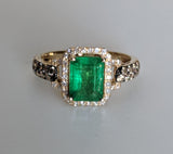 The Pink Pigs, Animal Lover's Boutique Fine Jewelry Rings Effy Genuine Emerald and Diamond Halo Ring 14K Gold-Pre-owned