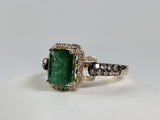 The Pink Pigs, Animal Lover's Boutique Fine Jewelry Rings Effy Genuine Emerald and Diamond Halo Ring 14K Gold-Pre-owned