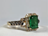 The Pink Pigs, Animal Lover's Boutique Fine Jewelry Rings Effy Genuine Emerald and Diamond Halo Ring 14K Gold-Pre-owned