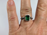 The Pink Pigs, Animal Lover's Boutique Fine Jewelry Rings Effy Genuine Emerald and Diamond Halo Ring 14K Gold-Pre-owned