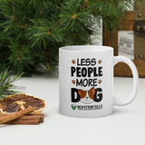 The Pink Pigs, Animal Lover's Boutique Less People More Dog White glossy mug