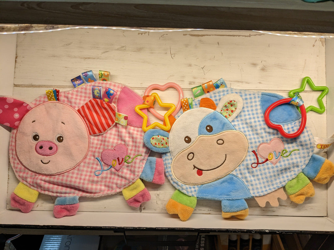 The Pink Pigs, Animal Lover's Boutique Pig and Cow Baby Activity Toys